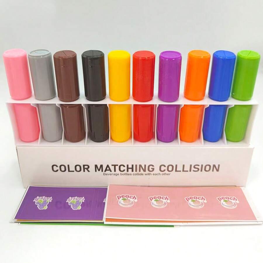 14+ Adult & Teen Memory Bottle Color Matching Game, Random Sticker Strategy Floor Multi-Player Interactive Group Party Icebreaker Family Entertainment Christmas Gift - 彩色 - 查看 1
