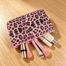 1pc Versatile Retro PU Material Metal Zipper Leopard Print Cosmetic Bag, Suitable For Women's Daily Commute/Travel - Multicolor - View 4