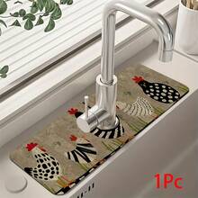 1 pieza Cubierta de grifo con estampado de gallo, de poliéster duradero, de secado rápido, fácil de limpiar, adecuado para cocina y baño, fácil instalación, decoración diaria, regalo, alfombra de baño, alfombrilla de grifo duradera, accesorio de grifo - Multicolor - View 15