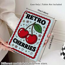 1 pieza Funda protectora para tableta con estampado retro de cerezas, giratoria 360°, con soporte magnético de varios ángulos y función de suspensión/activación automática, compatible con iPad PRO/AIR, , Pad 5/6/7, Matepad - Multicolor - Ver 7