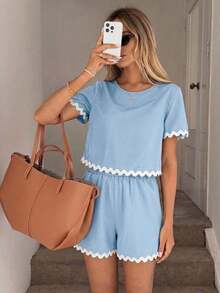 Conjunto de dos piezas para mujer para uso diario - Azul - Ver 7