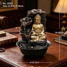 Buddha Statue Ornament With Flowing Fountain, USB Powered Indoor Desktop Waterfall, Suitable For Home, Study, And Office Decoration, Feng Shui Accessories, Creative Crafts, Birthday Gifts, Yoga Meditation Meditation Meditation Accessories - JZ057 - View 4