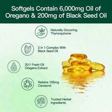 Vivonu Oil Of Oregano With Black Seed Oil Softgels |   6200mg Herbal Equivalent Per Serving |   Ultra High Carvacrol & Thymoquinone |   300 Softgels |   Gluten & Dairy Free - 2件 - 查看 5
