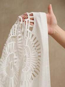 Camisa de mujer con cuello versátil de encaje soluble y empalme hueco, para primavera/verano - Blanco - Ver 8