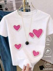 Camiseta de manga corta de moda para primavera y verano de 2026, hecha en México, 180 gramos. Estampado de dibujos animados, modelo de pareja, apta para uso interior o exterior. Cuello redondo, unisex, ideal para oficina y ocio. Paquete de una pieza. - Blanco - Ver 1