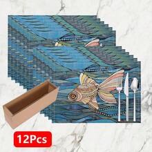 1pc/4pcs/6pcs Printed Linen Placemats, Suitable For Dining Table, All Season Decor, Modern Washable Table Mats, Home Decor, Coasters, Kitchen Dining Mats, Indoor Outdoor Party Decoration, Ideal Gift - Multicolor - View 15