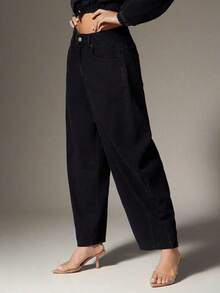 Jeans de pierna de barril lavados, moda de mezclilla para otoño e invierno, conjunto de mezclilla sobre mezclilla - Negro - Ver 5