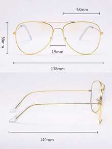 2pcs Classic Pilot Clear Lens Metal Double Bridge Copper Vintage Glasses, Unisex UV Protection Eyewear For All Seasons - 2 Sets Of Gold-framed/plano Lenses - View 3