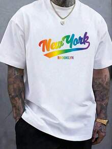 ‌ Camiseta de hombre de cuello redondo y manga corta. Estilo casual con estampados modernos y cómoda - Blanco - Ver 7