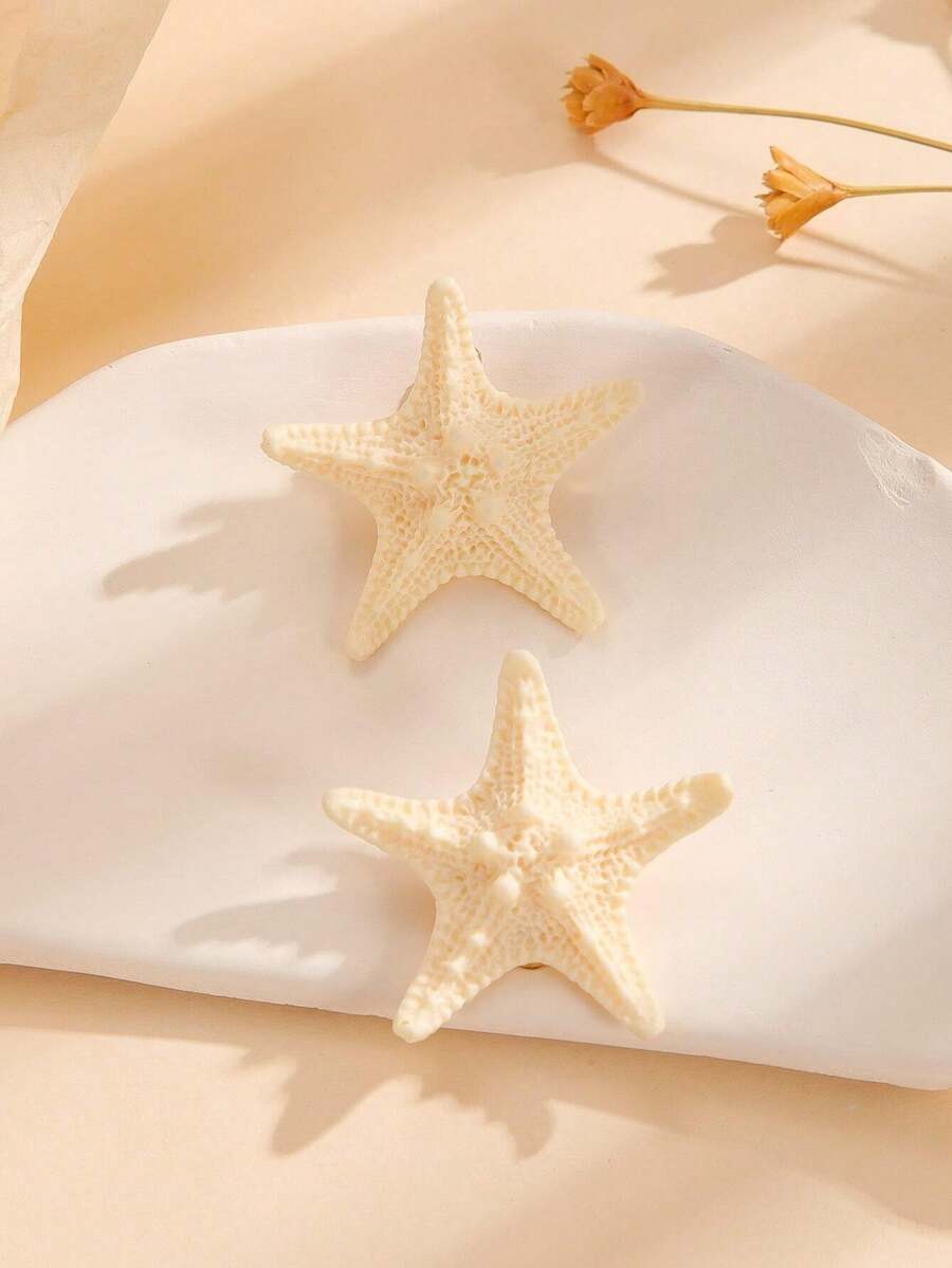 4pcs/2pcs Elegant Starfish Hair Clips - Bohemian Style Resin Mermaid Tail Accessories, Suitable For Women, Perfect For Beach And Ocean Themed Parties - Multicolor - View 1