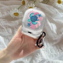 1个（仅耳机盒，不含配件），兼容Galaxy Buds Pro / Galaxy Buds 2 Pro / Galaxy Buds Live / Galaxy Buds FE / Galaxy Buds 4，时尚百搭透明软耳机盒，UV印刷沙滩海龟和海洋元素图案，无线耳机2Pro透明简约保护套 - 無色 - 查看 5