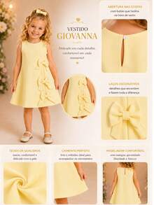 Children's Dress Blogger Elegant Charming Girl Details In Bows On The Sides Fashion Look Light Perfect Comfortable Sophisticated Party Outing Gift Usual Fashion Comfortable Mini Diva Loose  Delicate Versatile Practical Photo Shoot Fashion Skirt Flared - 黃色 - 查看 4