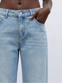 Maija Jeans anchos de pierna ancha, minimalistas y sueltos con puños para mujer - Lavado ligero - Ver 4