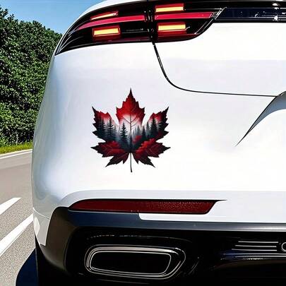 1 miếng dán phong cảnh rừng lá phong đỏ Canada, chống thấm nước, dùng cho kính sau xe hơi, xe máy, máy tính xách tay, cửa sổ, cốc, tường, kính, kim loại, bề mặt gốm sứ, sử dụng một lần.