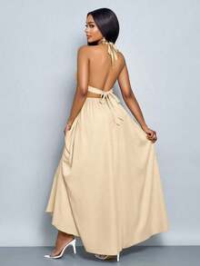 Women Midi Dresses - 杏 - 查看 2
