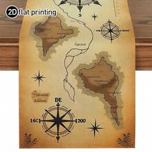 1pc Compass Island Table Runner, Theme Decoration, Multiple Sizes, Machine Washable, Polyester Fiber Rectangular Tablecloth For Home Decor - Multicolor - View 13