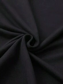 Diseño simple y versátil, camiseta de algodón de manga corta y cuello redondo de una sola pieza, estampado de dibujos animados a la moda, corte holgado informal, adecuada para el uso diario. - Negro - Ver 4