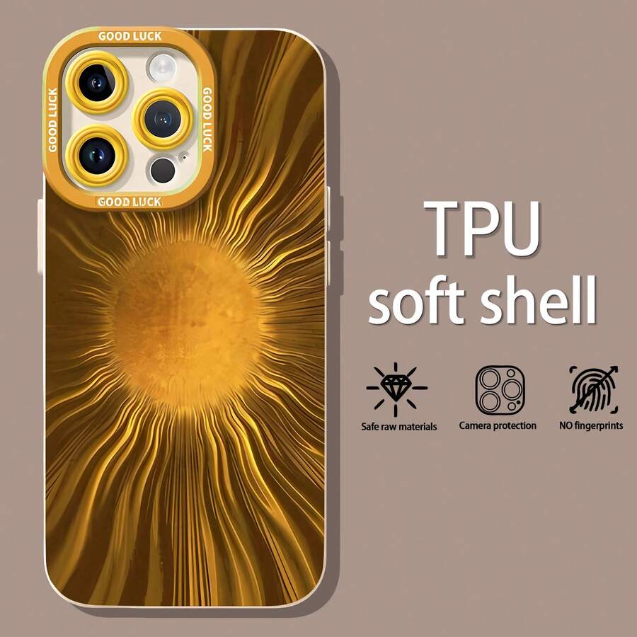 Tema de energía de explosión solar abstracta doradafunda de teléfono Fundas compatibles con ,Apple,VIVO,OPPO,,, y Honor.Fabricadas en silicona TPU,ofrecen protección contra golpes y caídas.regalos para mamá - Blanco - Ver 1