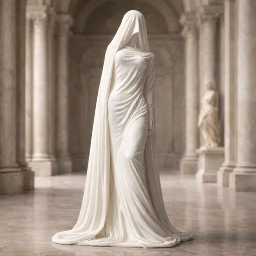 1pc Mysterious Veiled Lady Figurine Sculpture, Desktop Decor For Cabinet And Home - Multicolor - View 1