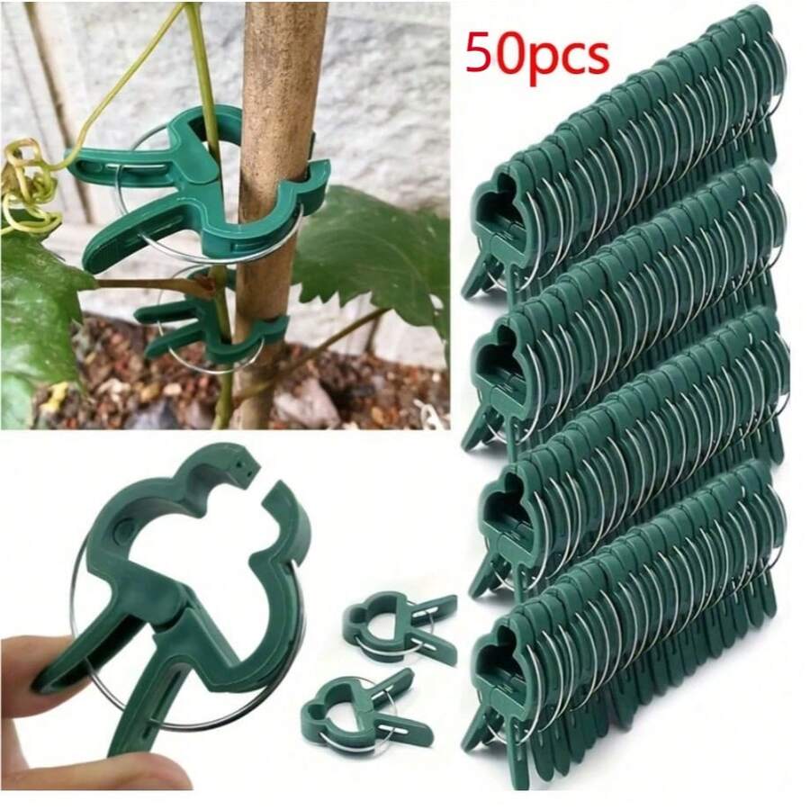 50/30/10 piezas Clips ajustables para plantas - Enrejados reutilizables para flores, enredaderas, verduras y tomates - Herramienta de jardinería esencial de plástico