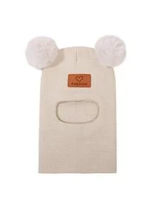 1pc Infant Toddler Newborn Heart Pattern Decor Warm Knitted Hat New Style Children Warm Face Mask Hat Suitable For Autumn/Winter Daily Use - Heart-shaped Double Balls - View 11
