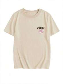 Estilo Y2K, estilo de moda, lo más nuevo de 2026, estilo lindo, estilo casual, blusas para mujer>ropa. Camiseta de manga corta con cuello redondo, estampado de letras y dibujos animados, de estilo minimalista y casual, color gris, versátil para uso diario de moda para mujeres, color blanco180g(S-XXXL) - ¿Dónde estás? - Ver 6