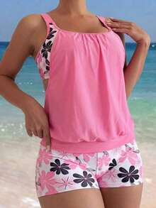 Swim Lushoire Set de 2 piezas de bikini con tirantes finos para la playa y resort de verano en oferta - Rosa - Ver 5