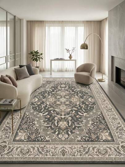 1pc French Vintage High-End Bohemian Floral Area Rug/Carpet/Door Mat, Large Size Suitable For Bathroom, Kitchen, Entryway, Hallway, Bedside, Living Room, Bedroom, Machine Washable, Home Decor
