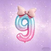 Gradient Bowknot Number Balloon Set, Includes Gradient Number Foil Balloons And Mini Bowknot Shaped Balloons, Suitable For Girls Birthday Party Decoration, First Birthday Party, Princess Theme Party And Other Events - View 12