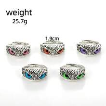 Fashionable Retro Colorful Big-Eyed Owl Open Ring, Suitable For Men And Women For Daily, Party And Other Occasions - Multicolor - View 3