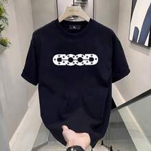 Camiseta casual de manga corta para hombre, de algodón puro, con estampado de letras, corte holgado, talla grande, estilo americano, ideal para parejas, producto nuevo. HJFE - 250 g de algodón puro - blanco - Ver 2