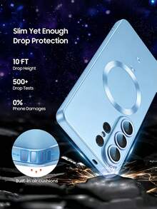 CteGlodrix Ốp lưng điện thoại từ tính cho Galaxy A56 A36 A16 S25 FE S26 A17 A07 [Tích hợp bảo vệ ống kính camera] Ốp bảo vệ điện thoại siêu mỏng bằng silicon mềm chống rơi, bóng kim loại cho S26 Ultra S25 Ultra S24 Ultra - Đỉnh xa màu xanh - Xem 6