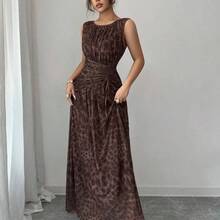 Raffinéa Women's Elegant And Fresh Floral Mesh Apricot Round Neck Gathered Waist Drawstring Waist Cover Body Slimming A-Line Sleeveless Long DressHomecoming Dresses, Wedding Guest Dresses Party Dress  Elegant Party Dresseswinter Winter Clothes Winter Clothes For Women Cozy Fall And Winter Clothes For Women Fall Winter 2025 Women Christmas New Year Clothes For New Year Thanksgiving Hanksgiving Outfit For Women Party  Elegant  Luxury Sexy Christmas New Year Party Graduation Ball Cosplay New - Café - Ver 7