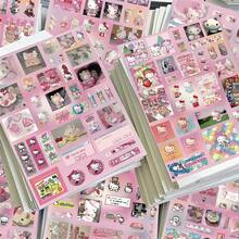 SANRIO (Chính thức) Sách hình dán hoạt hình Hello Kitty & Easy Bear - Hình dán cắt laser theo hình dạng, bao gồm các nhân vật Coolomi, chất liệu nhựa màu hồng/đỏ, thích hợp cho trượt patin và đạp xe. - 4 chiếc ngẫu nhiên - Xem 8