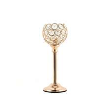 Juego de 3 candelabros de metal con cristales dorados, portavelas de cristal alto elegante para centro de mesa, decoración de velas para bodas, cumpleaños, graduación y decoración del hogar - Oro - Ver 13