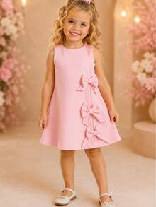Children's Dress Blogger Elegant Charming Girl Details In Bows On The Sides Fashion Look Light Perfect Comfortable Sophisticated Party Outing Gift Usual Fashion Comfortable Mini Diva Loose  Delicate Versatile Practical Photo Shoot Fashion Skirt Flared - 淺粉色 - 查看 2