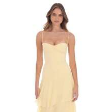 Vestido largo de verano para mujer con tirantes y cinturón de moda elegante y cómodo para vacaciones y ocasiones casuales nuevo diseño de vestidos de mujer - Amarillo - Ver 2