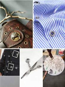 1套打孔鉗工具組，適用DIY手工與皮革工匠，金屬雞眼扣套件，4.5/6/12mm黃銅銀色雞眼扣附墊圈，手壓式打孔鉗孔洞沖孔工具，實用手工小工具，熱銷DIY皮革皮帶鞋子帆布布料手工藝項目用品 - 釦子 - 查看 2