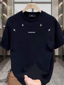 [10% de Descuento]Tienda Outlet: Camiseta de Manga Corta Estilo Americano, Corte Holgado, Cuello Redondo - Negro - Ver 8