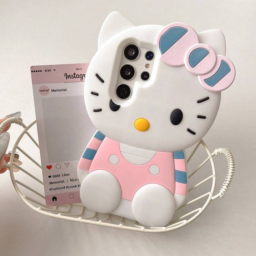 SANRIO 适用于三星 Galaxy S22、S23、S24、S25 Ultra、17 Pro Max、17 Pro、17、16 Pro Max、16 Pro、16、15 Pro Max、15 Pro、15、14 Pro Max、14 Pro、14、13 Pro Max、13 Pro、13 的 3D 卡通 Hello Kitty 手机壳，时尚可爱手机保护套 - 彩色 - 查看 1