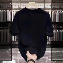 Camiseta de manga corta para hombre, 100% algodón, de gramaje alto, con estampado de letras de marca a la moda, corte holgado, estilo americano, talla grande, prenda de nicho. WPAP - 250 g de algodón puro - blanco - Ver 3