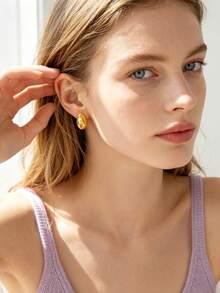 Teardrop Earrings, Minimalist And Elegant, Suitable For Women Who Prefer Minimalist Style, Beach Vacation Bikini Accessories, Beautiful Dresses, T-Shirts, Sexy Jeans, Tight Clothes - Versatile Retro INS Style Earrings For Casual Daily Wear, Also Suitable As A Surprise Gift For Valentine's Day, Birthday, Mother's Day, Thanksgiving Or Vacation, Graceful Earrings - Yellow Gold - View 13
