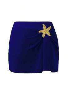Swim Oasis 1 pieza Traje de baño de una sola pieza casual de vacaciones con decoración de pentágono lindo para mujer - azul real - Ver 4