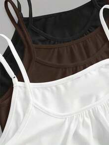 Paquete de 3 camisetas de tirantes acampanadas de algodón al 95% con lunares, en negro, blanco y gris, de corte holgado con tirantes ajustables para primavera/verano, con estilos retro vintage Y2K de chica suave y chica limpia, de vuelta al colegio, para el hogar, festivales occidentales, deportes, generación Z, ciclismo de verano y yoga - Multicolor 4 - Ver 4