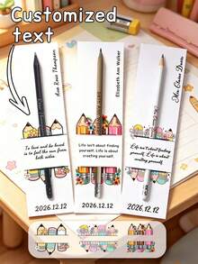 Personalized Cardboard Pencil Set, Customized Pencil, Customized Cardboard, Customizable Name, Text, Time And Other Information, Back To School Customized Pencil, Back To School Gift - Multicolor - View 1