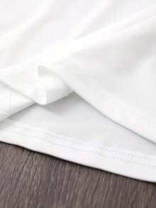 Camiseta manga corta cuello redondo 100% algodón, estampado trendy, tejido ligero y ventilado, estilo moda casual, apta para vida diaria, salidas informales y citas en primavera, verano y otoño - Blanco - Ver 4