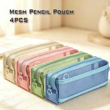 1/4 hộp đựng bút lưới, túi đựng bút bằng nylon trong suốt có khóa kéo đôi, túi đựng văn phòng phẩm dung tích lớn dành cho trường học và văn phòng. - Mảnh duy nhất - Xem 16