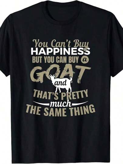 Camiseta gráfica divertida para amantes de las cabras - Cita No puedes comprar felicidad, pero puedes comprar cabras - Camiseta pesada de 220GSM, adecuada para agricultores, dueños de cabras - Camiseta casual unisex para adultos - Idea de regalo de cumpleaños de vida en la granja - Con texto - Ropa casual para todas las estaciones