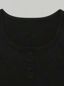 Camiseta de manga larga de unicolor informal para mujer, versátil y sencilla, para otoño - Multicolor 7 - Ver 4