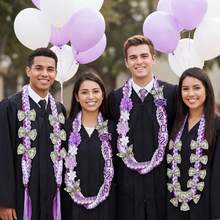 50'' 2026 Graduation Lei Double Braided Strands Graduation Ribbon Leis With 4 Satin Flowers Congrats Graduates Money Leis Class Of 2026 Gift For Men Women - C - View 6